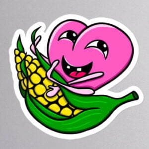 happy corn sticker heart riding corn